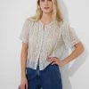 French Connection Doria Crinkle Ruffle Front Top
