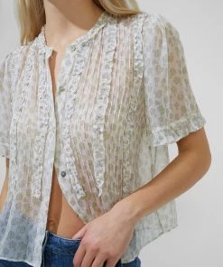 French Connection Doria Crinkle Ruffle Front Top 9 French Connection Doria Crinkle Ruffle Front Top