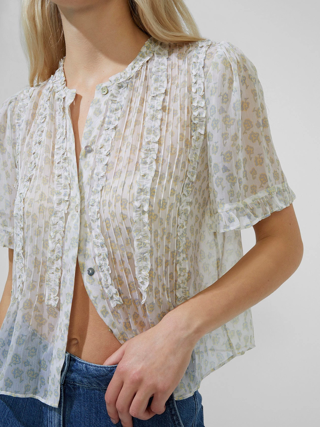 French Connection Doria Crinkle Ruffle Front Top 5 French Connection Doria Crinkle Ruffle Front Top