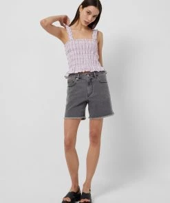 French Connection Yaki Organic Check Smocked Top Tops 9 French Connection Yaki Organic Check Smocked Top Tops