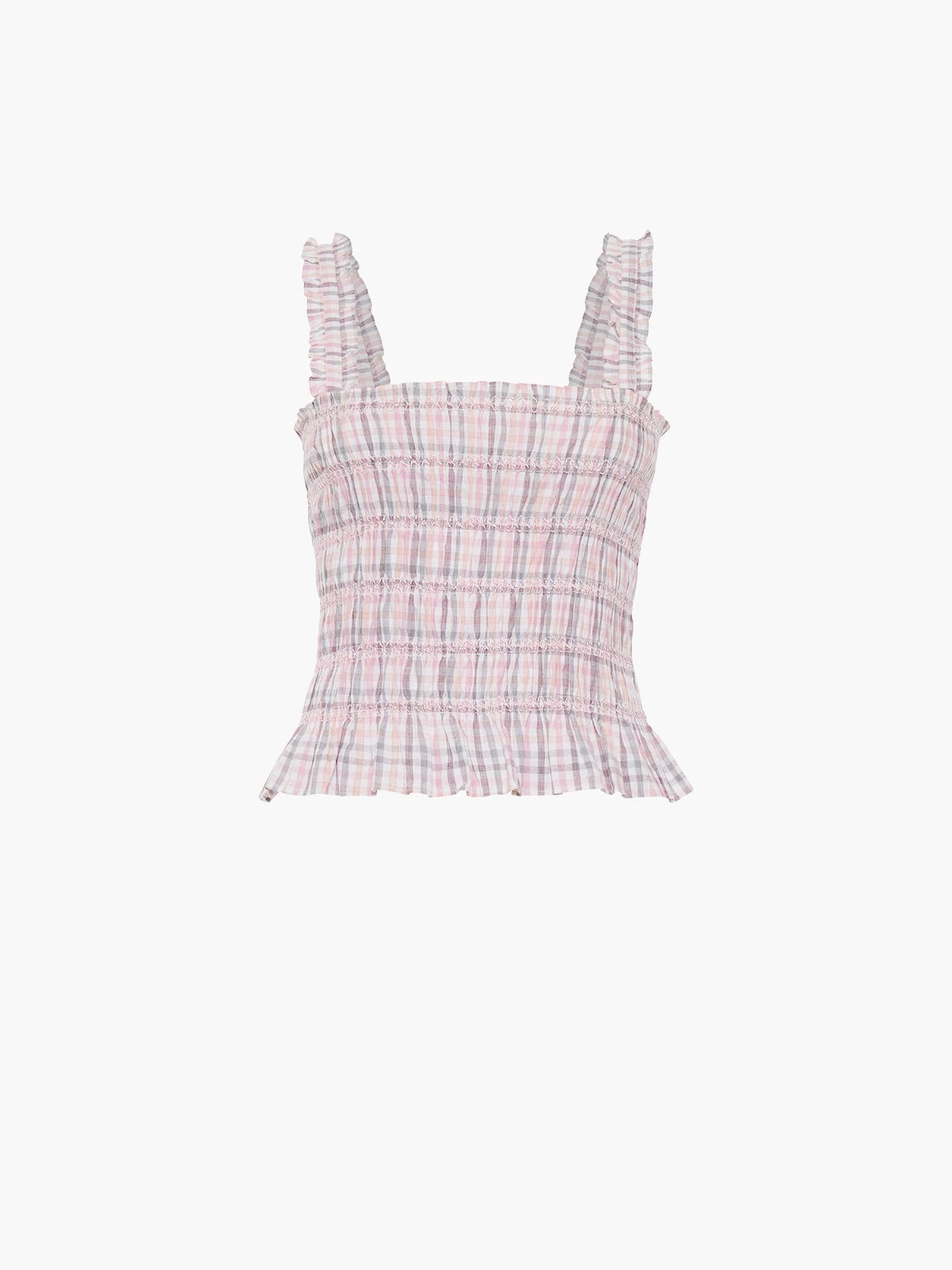 French Connection Yaki Organic Check Smocked Top Tops 7 French Connection Yaki Organic Check Smocked Top Tops