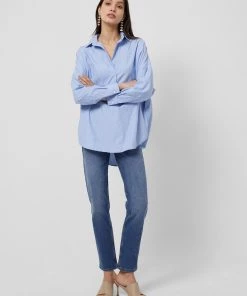 French Connection Bega Stripe Dip-Hem Shirt 10 French Connection Bega Stripe Dip-Hem Shirt