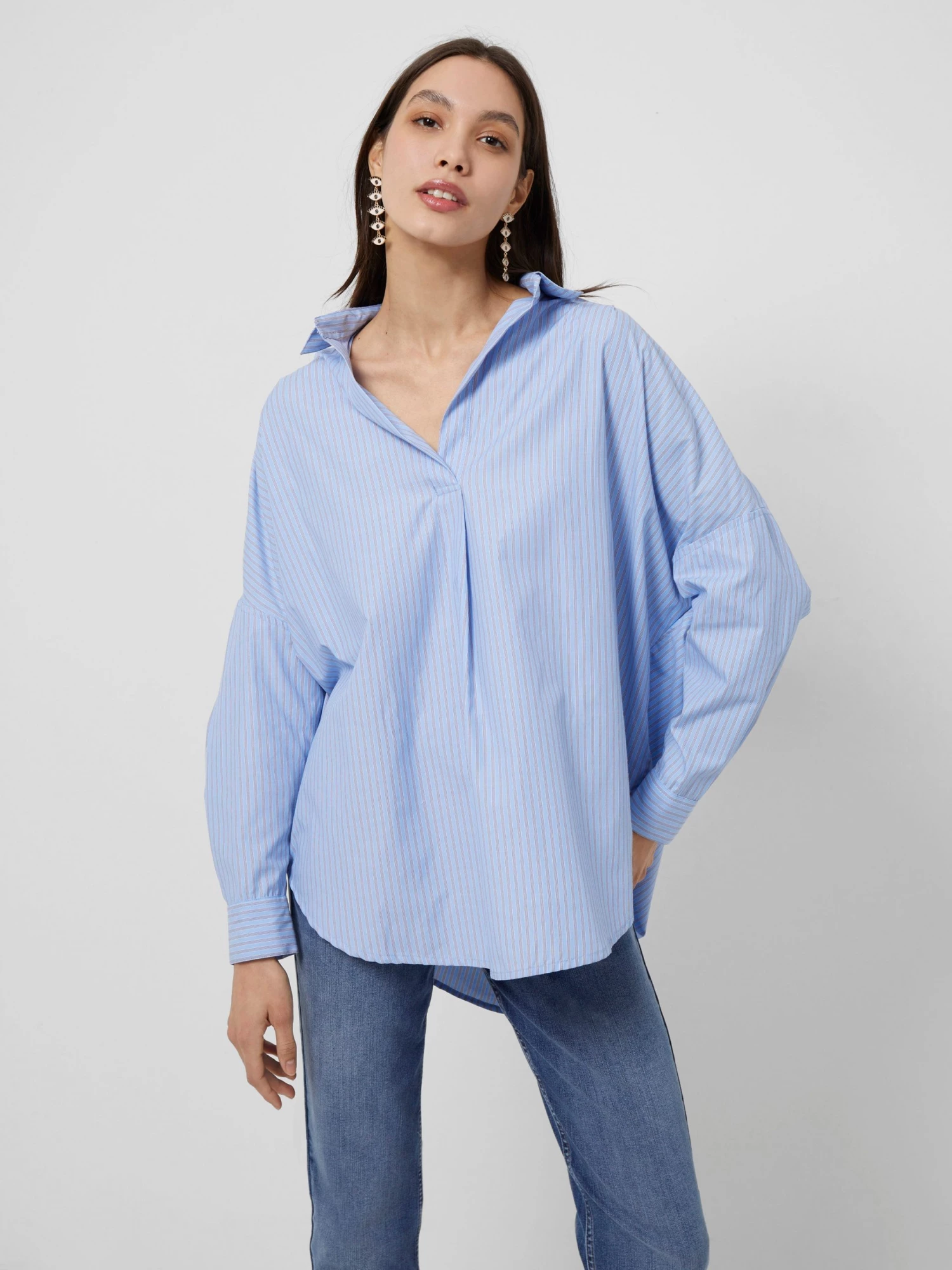 French Connection Bega Stripe Dip-Hem Shirt 4 French Connection Bega Stripe Dip-Hem Shirt