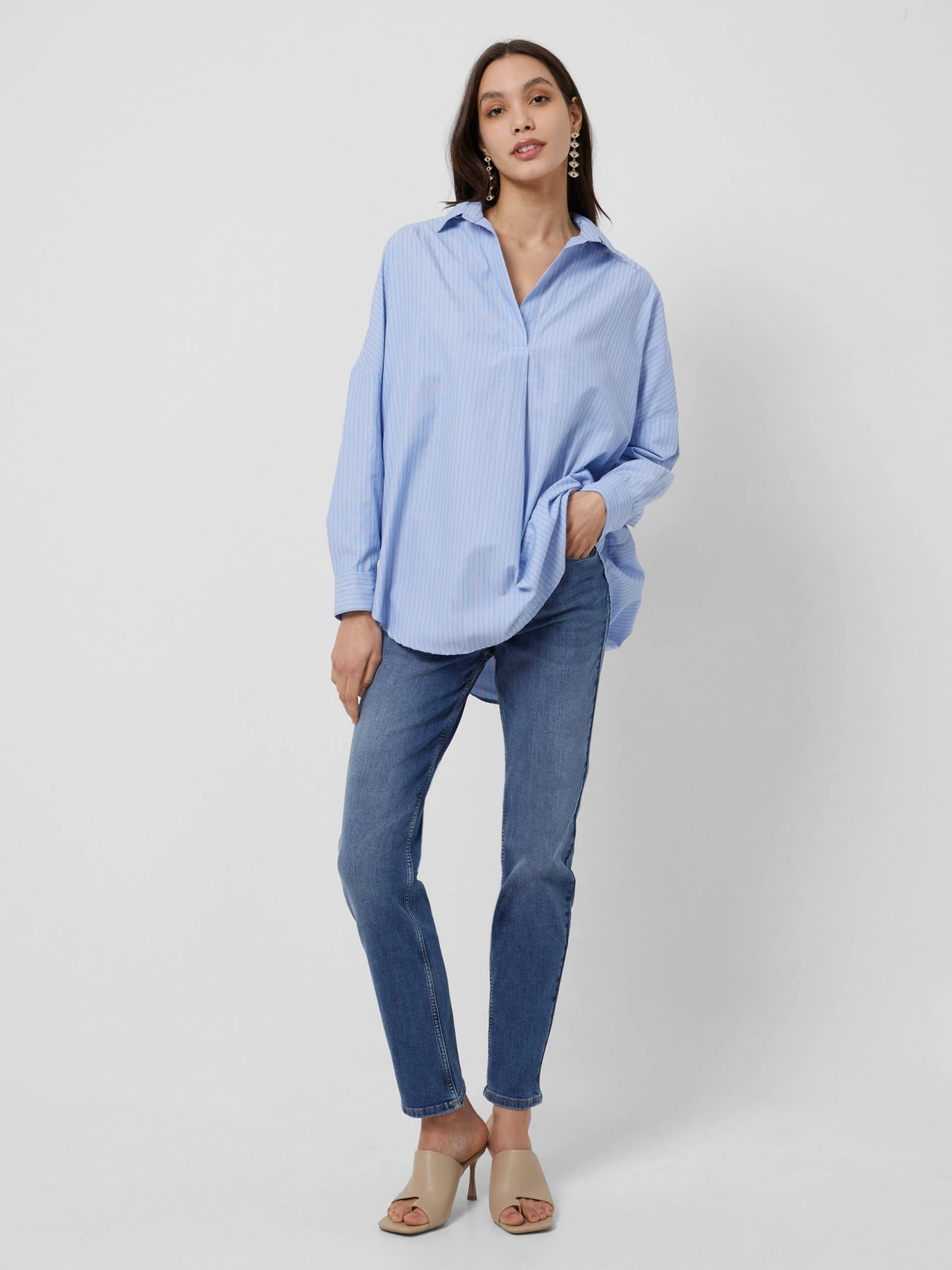 French Connection Bega Stripe Dip-Hem Shirt 3 French Connection Bega Stripe Dip-Hem Shirt