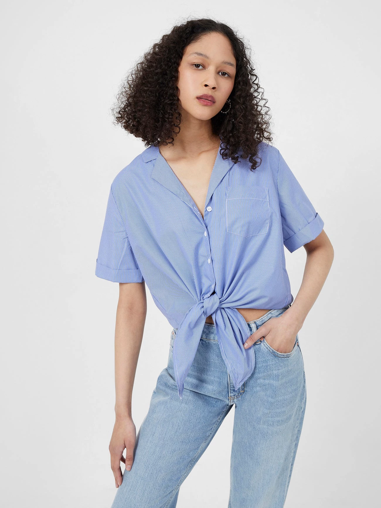 French Connection Sale Tatus Stripe Tie Front Shirt 3 French Connection Sale Tatus Stripe Tie Front Shirt