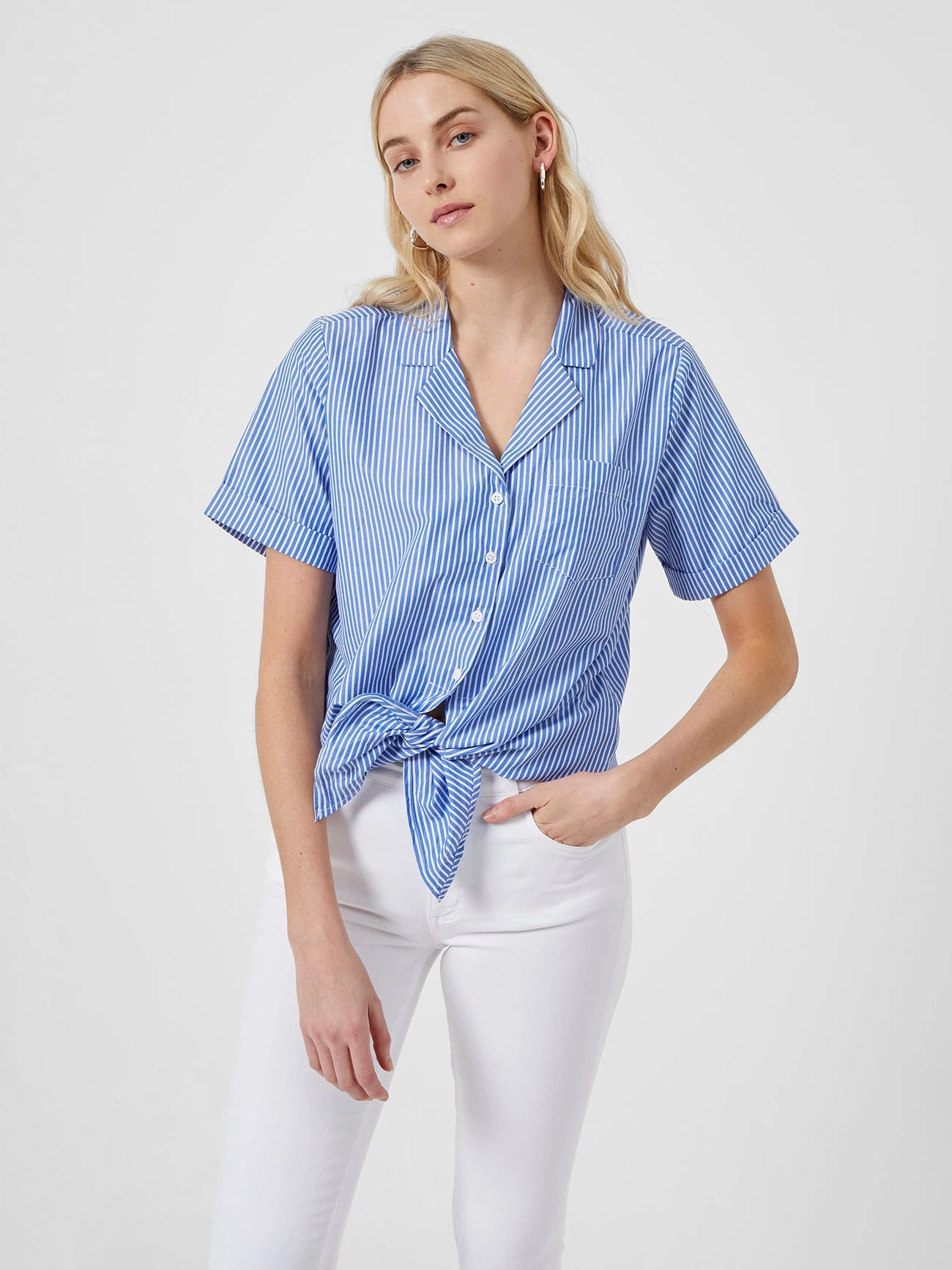 French Connection Tatus Stripe Tie Front Shirt 3 French Connection Tatus Stripe Tie Front Shirt