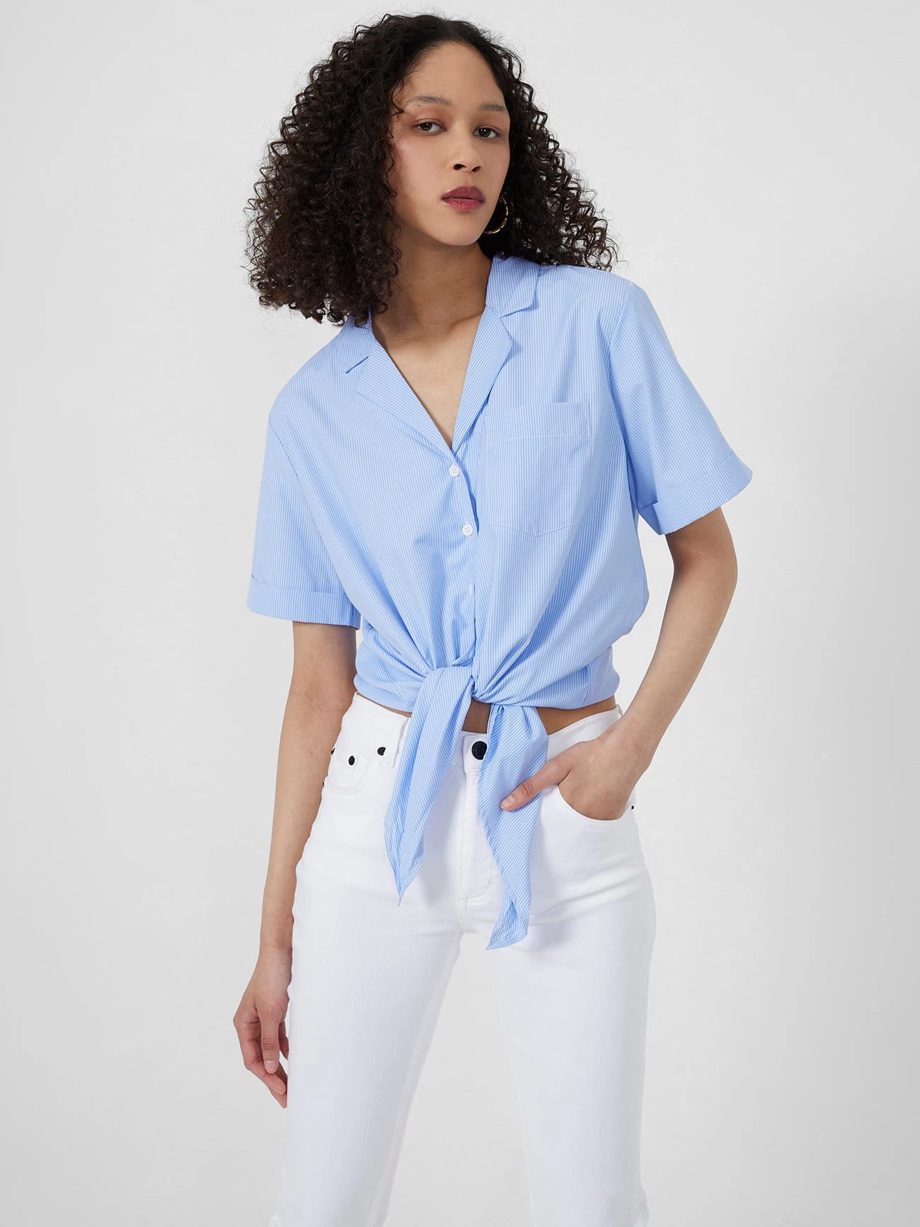 French Connection Sale Tatus Stripe Tie Front Shirt 3 French Connection Sale Tatus Stripe Tie Front Shirt