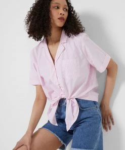 French Connection Tatus Stripe Tie Front Shirt Sale