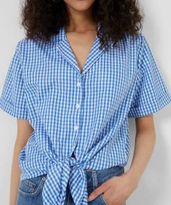French Connection Sale Tatus Check Tie-Front Shirt