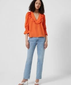 French Connection Crepe Light Ruffle Blouse Sale