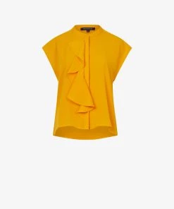 French Connection Sale Crepe Light Cropped Ruffle Blouse