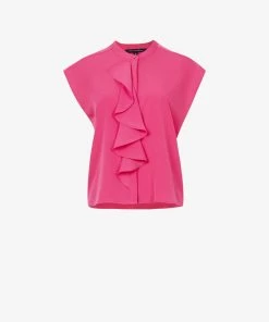 French Connection Crepe Light Cropped Ruffle Blouse Sale