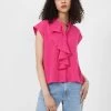 French Connection Crepe Light Cropped Ruffle Blouse Sale