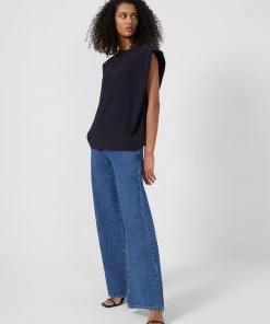 French Connection Crepe Light Shoulder Pad Tank Top Sale