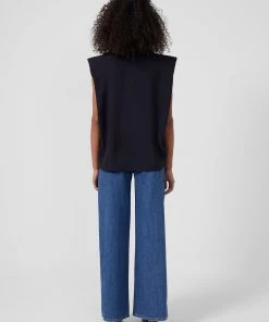 French Connection Crepe Light Shoulder Pad Tank Top Sale