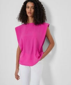 French Connection Sale Crepe Light Shoulder Pad Tank Top
