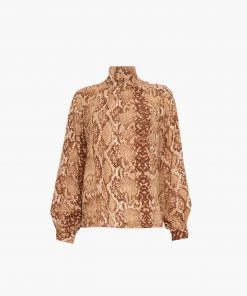 French Connection Snake Print Mock Neck Top Sale