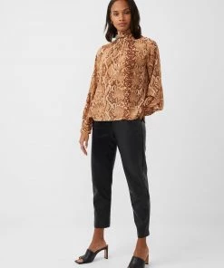 French Connection Snake Print Mock Neck Top Sale