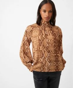 French Connection Snake Print Mock Neck Top Sale