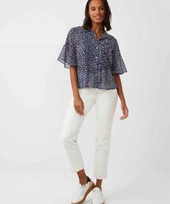 French Connection Animal Print Pintuck Shirt Sale