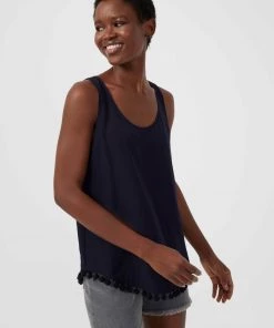 French Connection Sale Crepe Light Pom Pom Vest Top