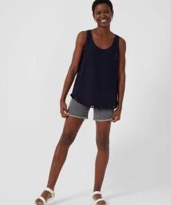 French Connection Sale Crepe Light Pom Pom Vest Top