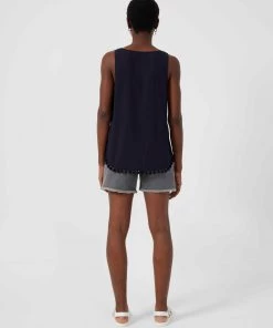 French Connection Sale Crepe Light Pom Pom Vest Top