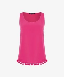 French Connection Crepe Light Pom Pom Vest Top Sale