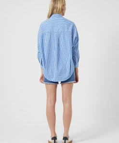 French Connection Sale Gingham Side Split Popover Shirt