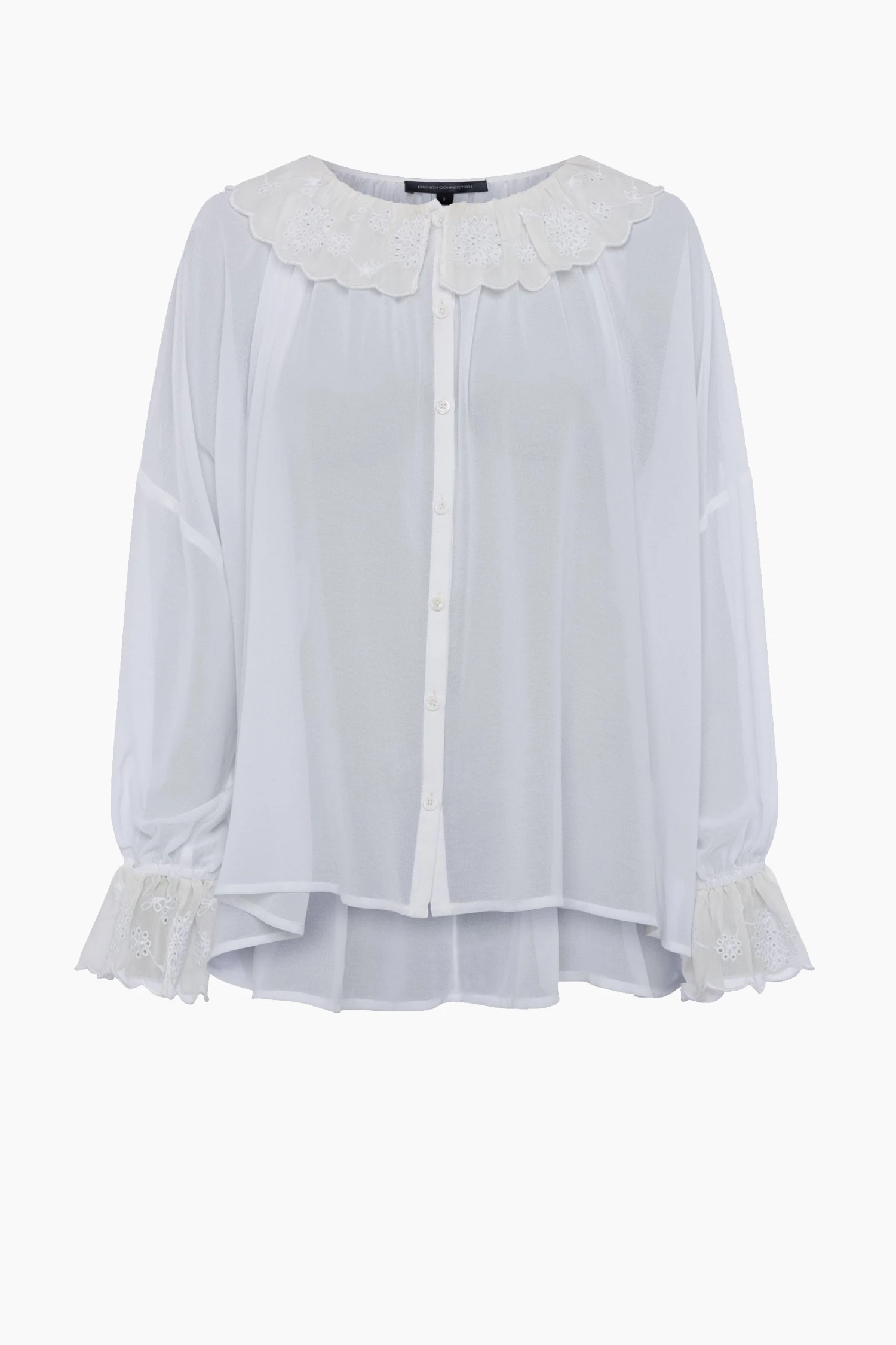 French Connection Ewn Embroidery Recycled Ruffle Blouse 8 French Connection Ewn Embroidery Recycled Ruffle Blouse