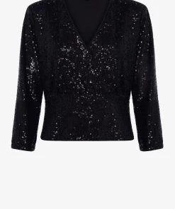 French Connection Eshka Sequin Wrap Top Sale