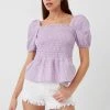 French Connection Gingham Smocked Top Sale