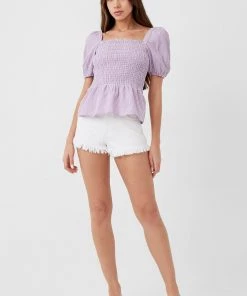 French Connection Gingham Smocked Top Sale