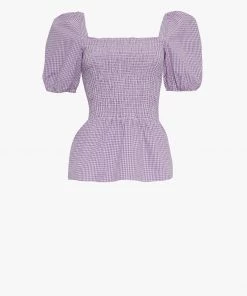 French Connection Gingham Smocked Top Sale