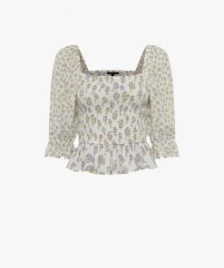 French Connection Doria Smock Balloon-Sleeve Top