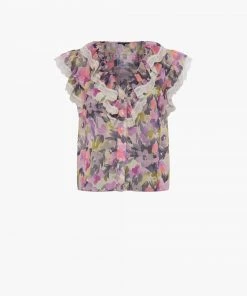 French Connection Catlett Recycled Crinkle Lace Ruffle Top