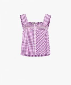 French Connection New In Adalhia Gingham Smock Top