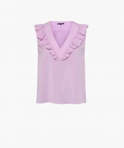 French Connection New In Crepe Light V Neck Ruffle Top