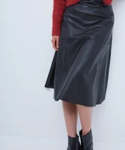 French Connection Arlan Leather Midi Skirt Sale