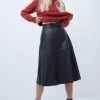 French Connection Arlan Leather Midi Skirt Sale