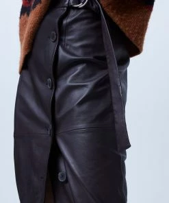 French Connection Arbia Leather Belted Skirt