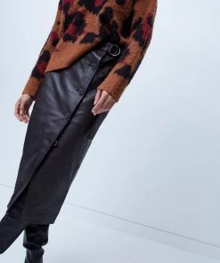 French Connection Arbia Leather Belted Skirt