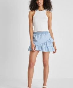 French Connection Sale Aves Chambray Mini Skirt