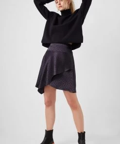 French Connection Boza Drape Satin Dobbie Skirt