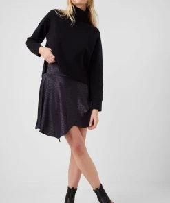 French Connection Boza Drape Satin Dobbie Skirt