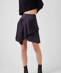 French Connection Boza Drape Satin Dobbie Skirt