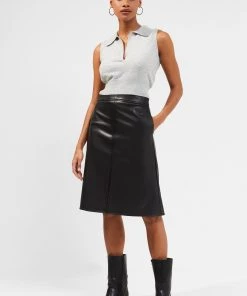 French Connection Etta Recycled Vegan Leather Midi Skirt Sale