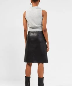 French Connection Etta Recycled Vegan Leather Midi Skirt Sale