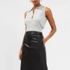 French Connection Etta Recycled Vegan Leather Midi Skirt Sale