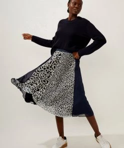 French Connection Helena Recycled Pleated Panel Skirt Sale